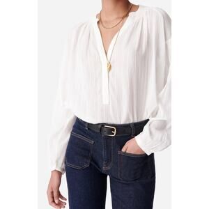 Vanessa Bruno Nipoa White V-Neck Lightweight Bohemian V-neck Blouse XS Small